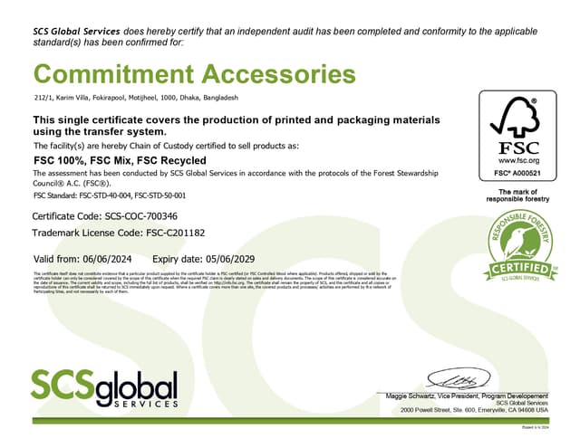 Commitment Accessories FSC Chain of Custody SCS